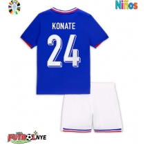 Camiseta Francia Ibrahima Konate #24 Primera Equipación para niños Eurocopa 2024 manga corta (+ pantalones cortos)
